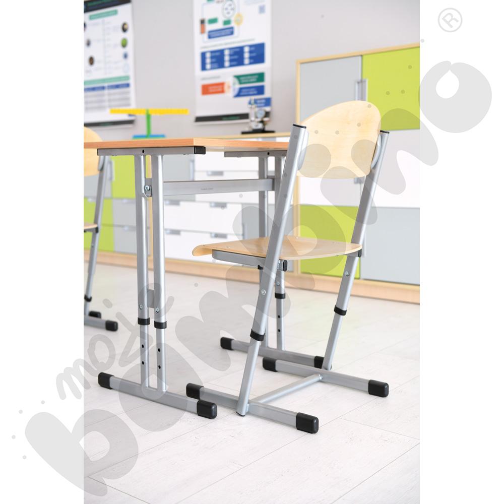 Stół IN-R 70x50 rozm. 3-7, 1-os., stelaż aluminium, blat buk, obrzeże ABS, narożniki proste