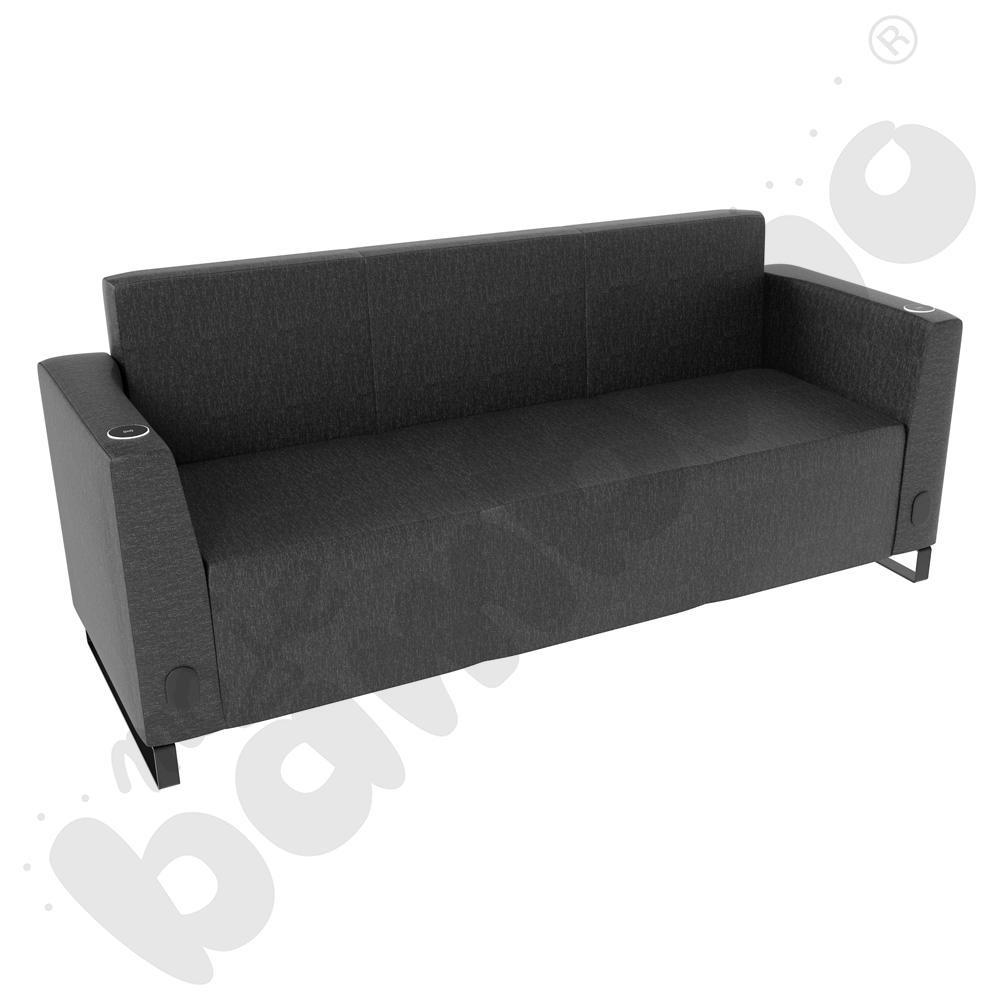 Sofa Universum 3-os. wys. 82 cm, 2 boki niskie, oba z gniazdkiem elektrycznym i indukcją, tkanina RO41