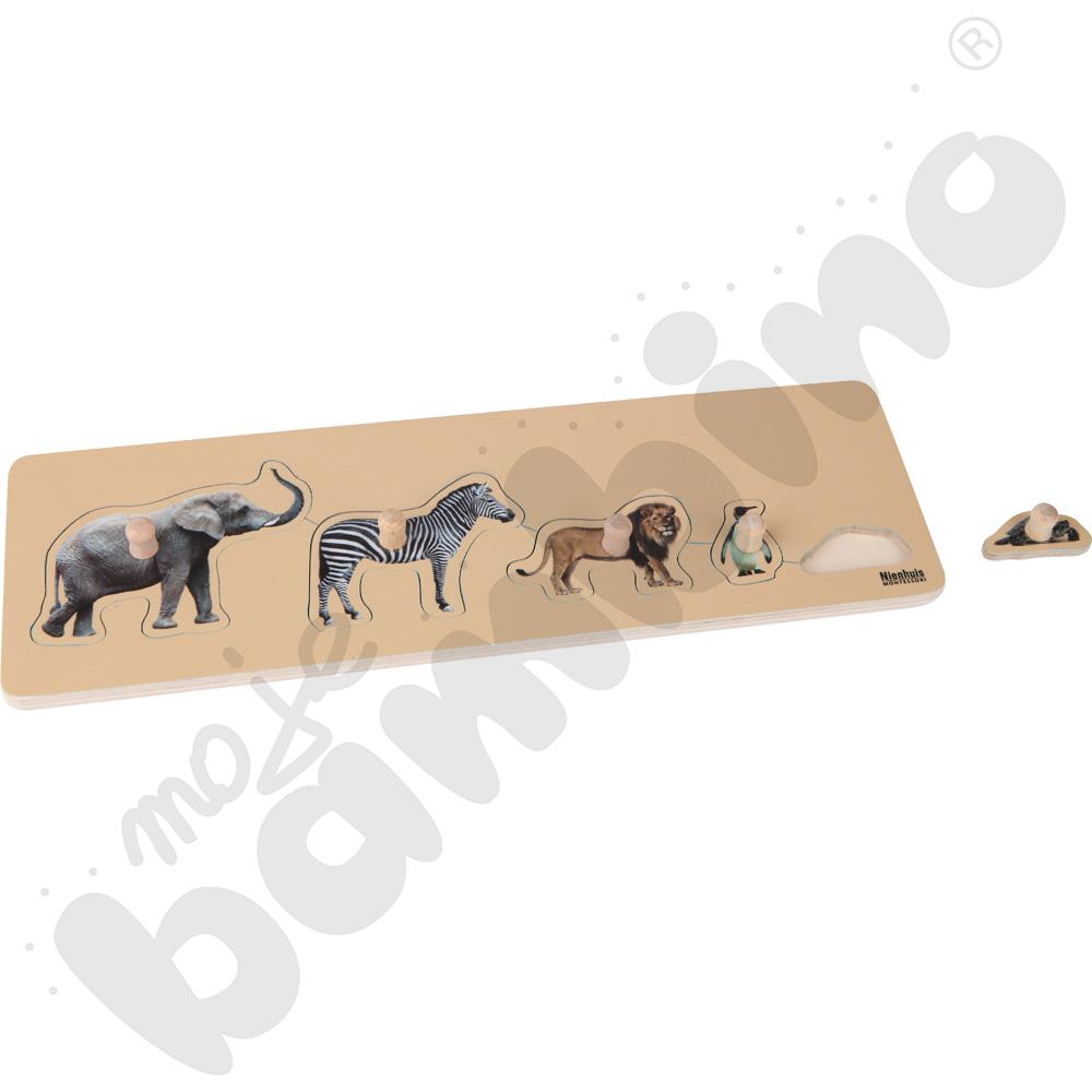 Puzzle dla malucha Montessori - 5 dzikich zwierząt
