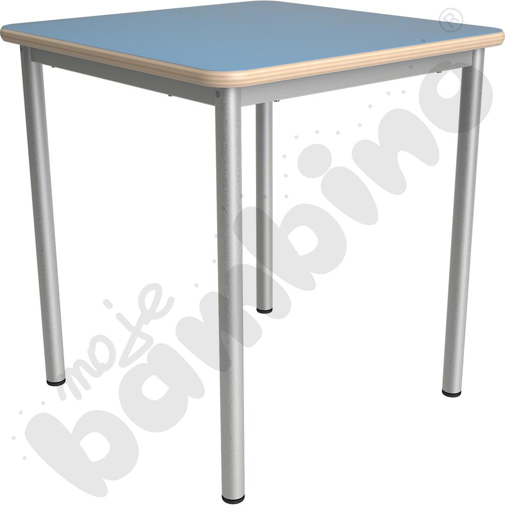 Stół Mila kwadratowy 70x70, HPL - jasnoniebieski, zaokrąglony, rozm. 6