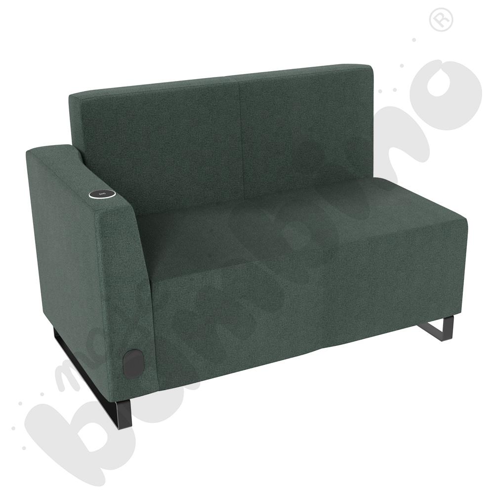 Sofa Universum 2-os. wys. 82 cm, bok niski lewy z gniazdkiem elektrycznym i indukcją, tkanina KG01