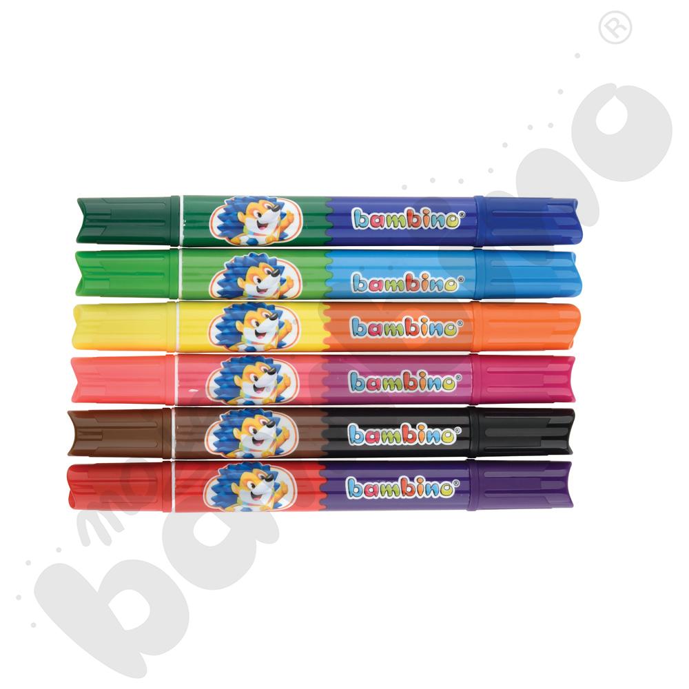 Flamastry dwustronne Jumbo BAMBINO, 12 kol.