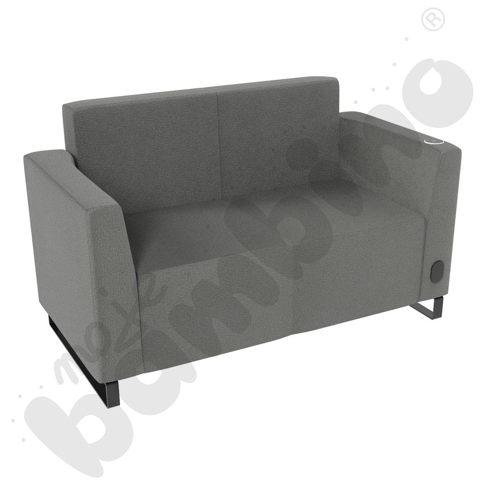 Sofa Universum 2-os. wys. 82 cm, 2 boki niskie, prawy z gniazdkiem elektrycznym i indukcją, tkanina KG22