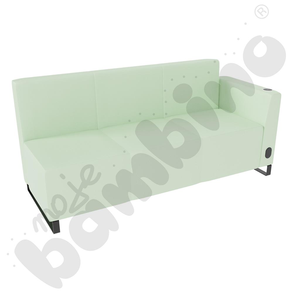 Sofa Universum 3-os. wys. 82 cm, bok niski prawy z gniazdkiem elektrycznym i indukcją, tkanina MT16