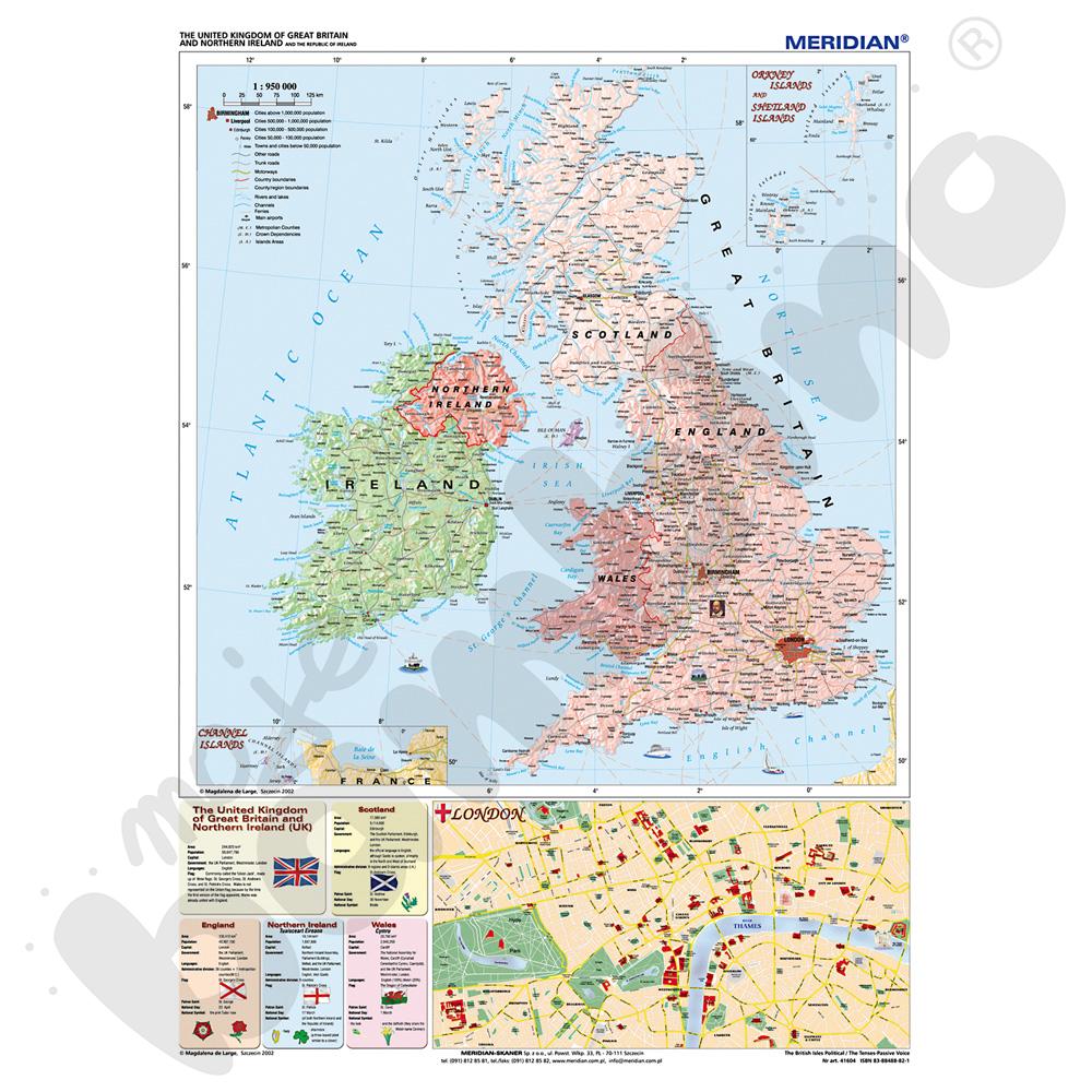  The British Isles political - mapa w języku angielskim, 120 x 160 cm