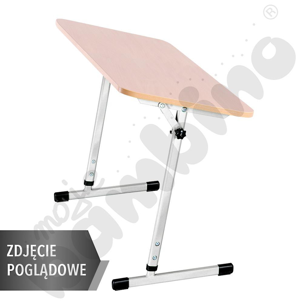 Stół T pochyły 100x50 rozm. 3-4, 1-os., stelaż aluminium, blat szary, obrzeże ABS, narożniki zaokrąglone