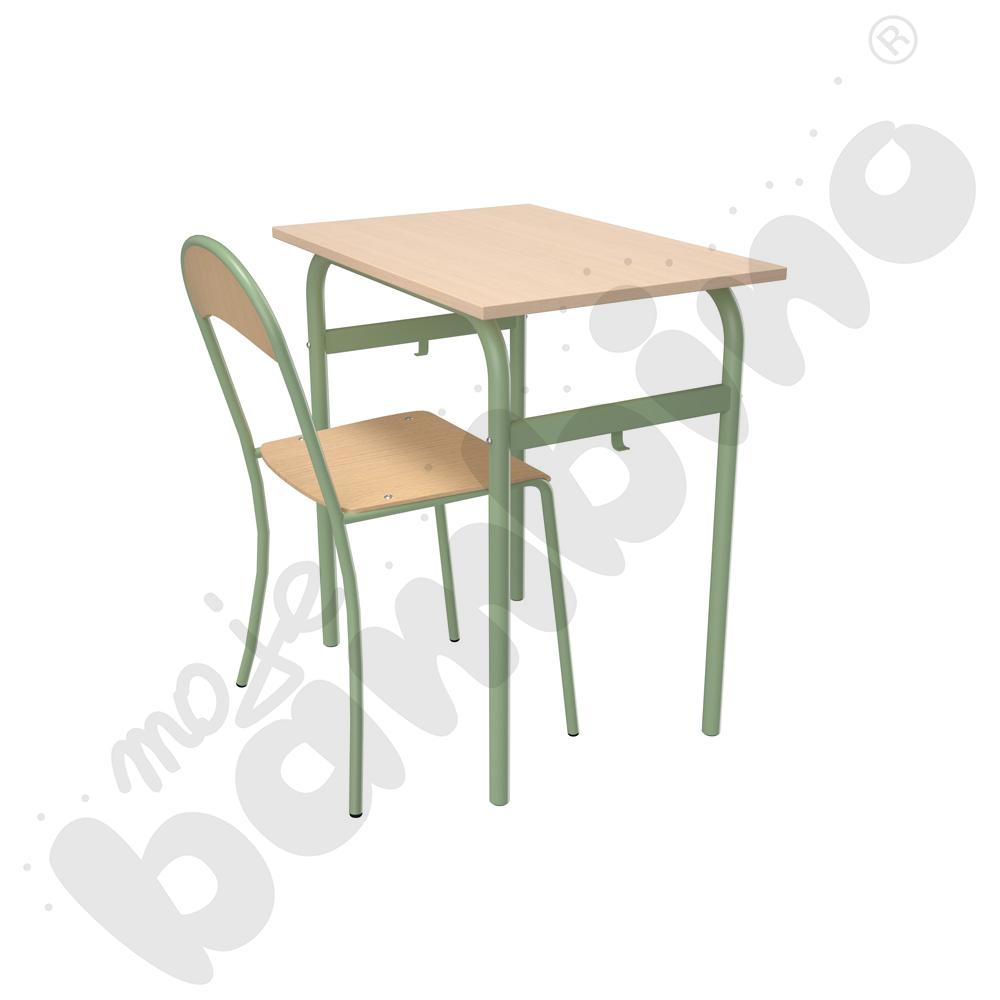 Stół Daniel 1-os. klon z krzesłem P, rozm. 6, oliwkowe