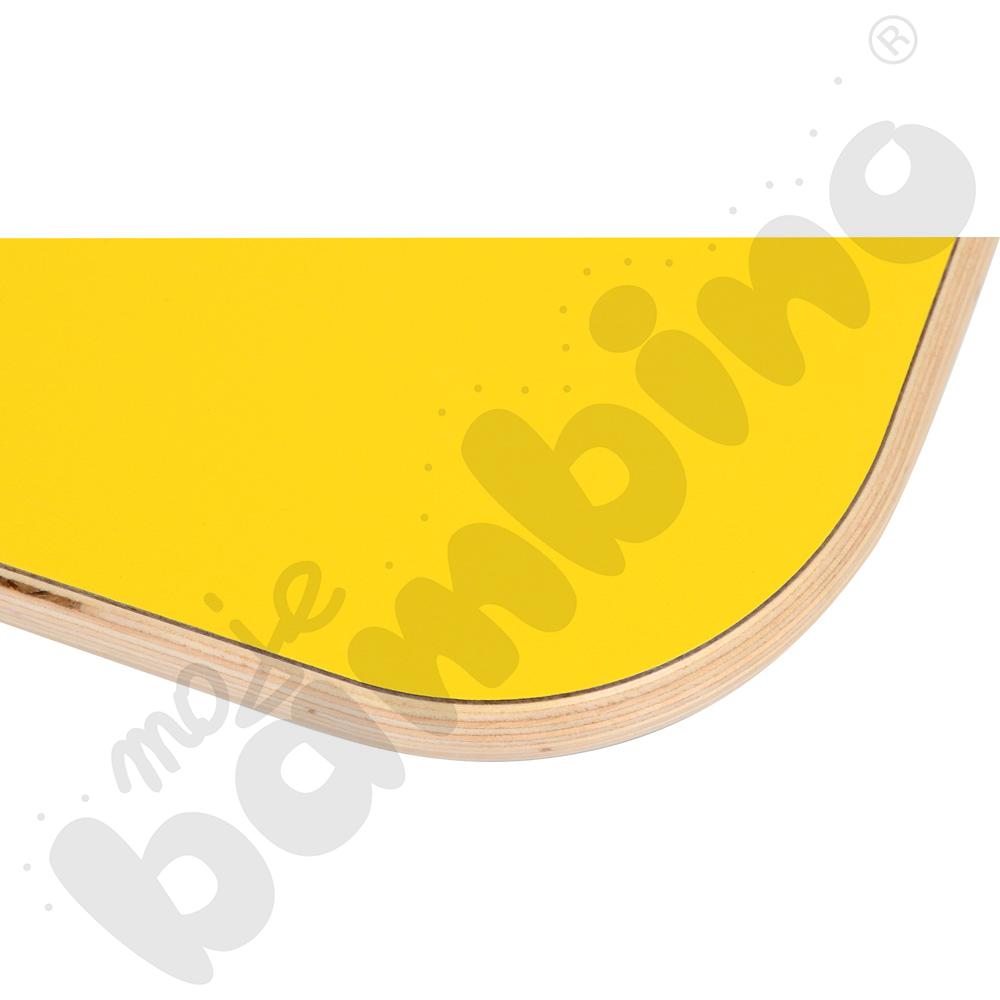 Stół Mila trójkątny 90x90x122, żółty, zaokrąglony, rozm.6 z kółkiem