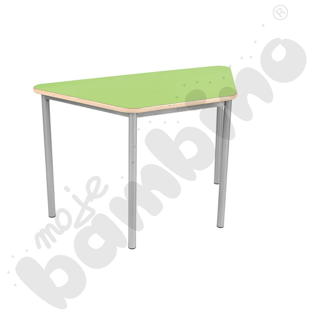 Stół Mila trapezowy 120x70x60x70, HPL - jasnozielony, zaokrąglony, rozm. 6