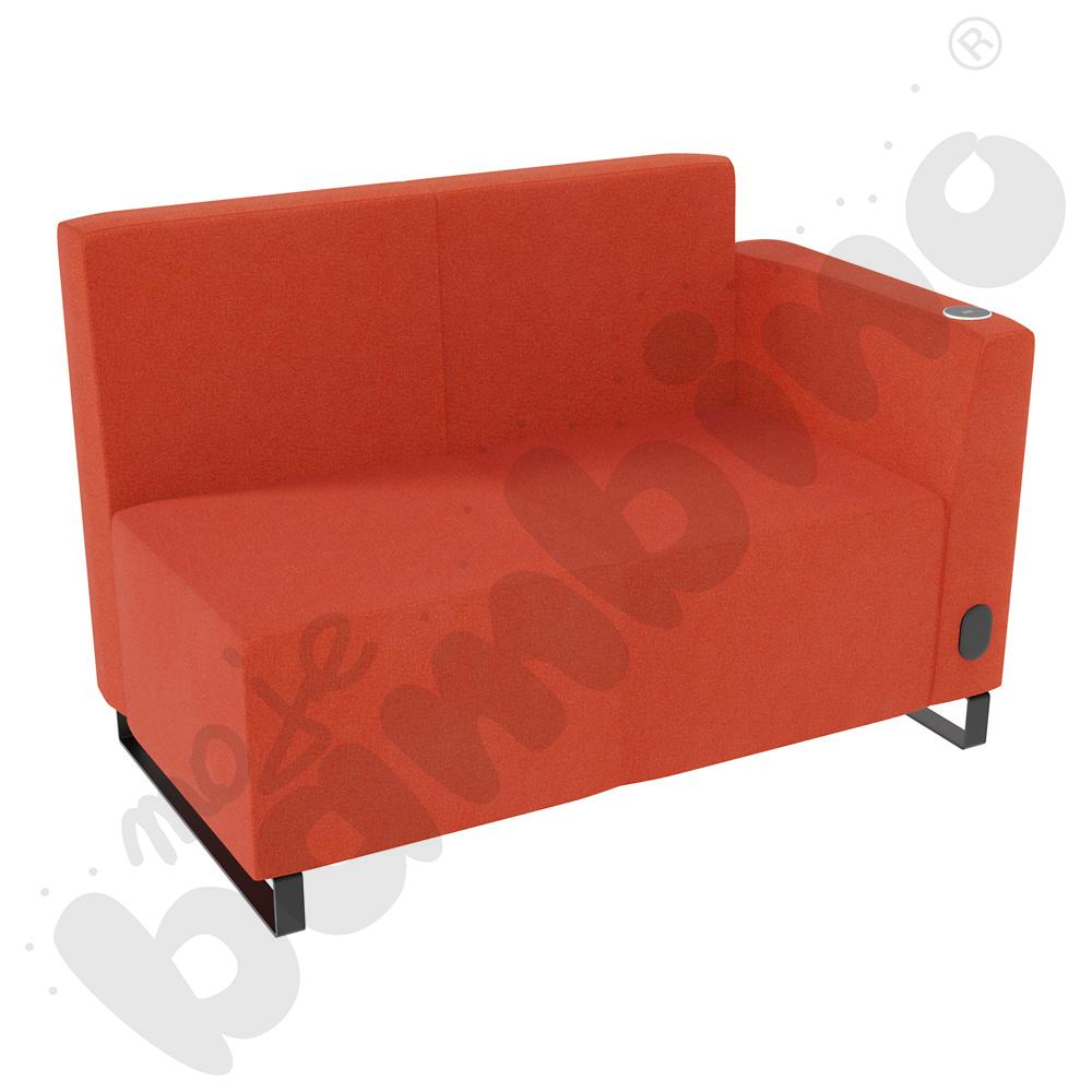 Sofa Universum 2-os. wys. 82 cm, bok niski prawy z gniazdkiem elektrycznym i indukcją, tkanina KG17
