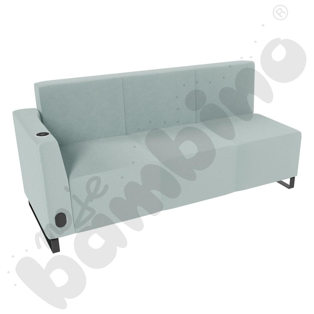 Sofa Universum 3-os. wys. 82 cm, bok niski lewy z gniazdkiem elektrycznym i indukcją, tkanina KG02