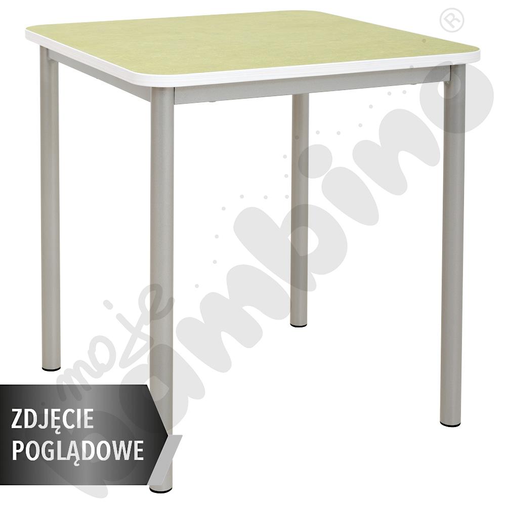 Cichy stół kwadratowy 70x70, jasnozielony, zaokrąglony, rozm. 3