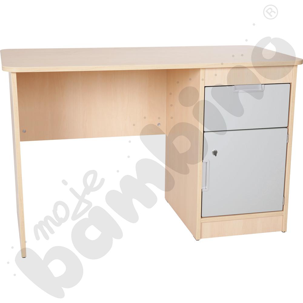 Quadro - biurko z szafką i 1 szufladą  - szare, w klonowej skrzyni