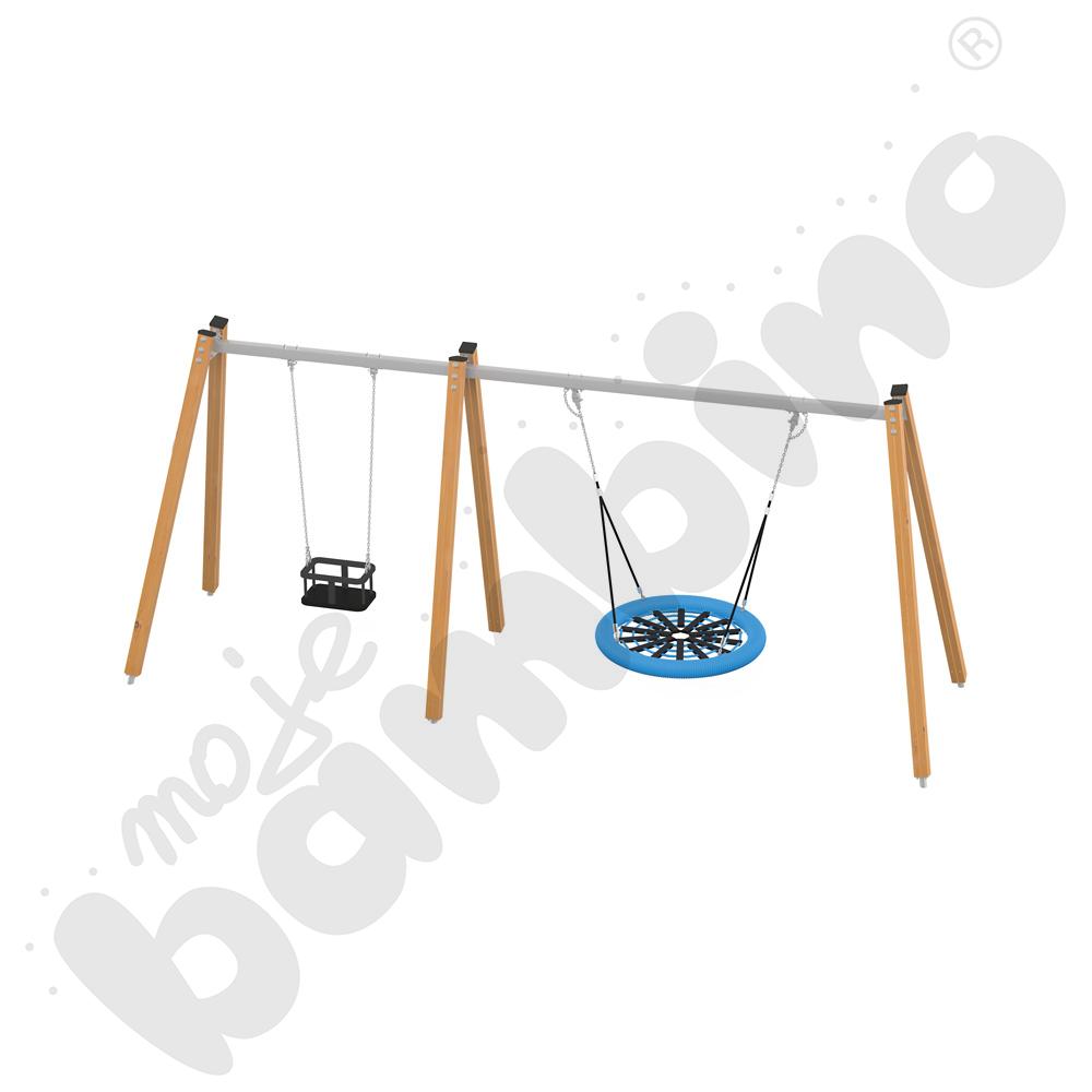 Quadro Simple - stelaż do huśtawki potrójnej - drewniana 