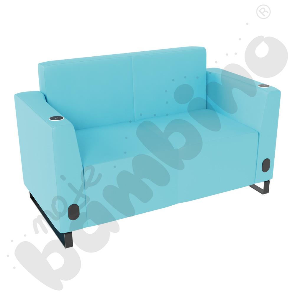 Sofa Universum 2-os. wys. 82 cm, 2 boki niskie, oba z gniazdkiem elektrycznym i indukcją, tkanina MT12