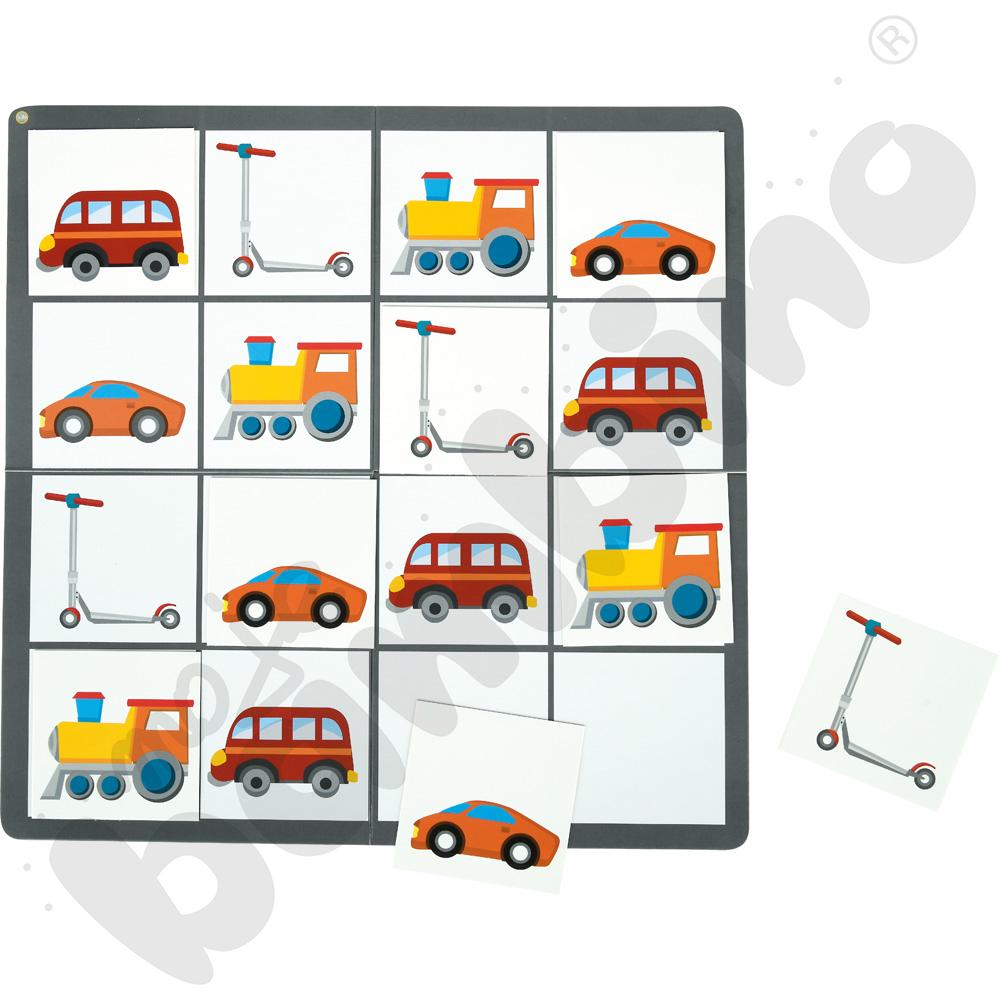 Sudoku dwustronne 4 x 4 - ptaki i pojazdy