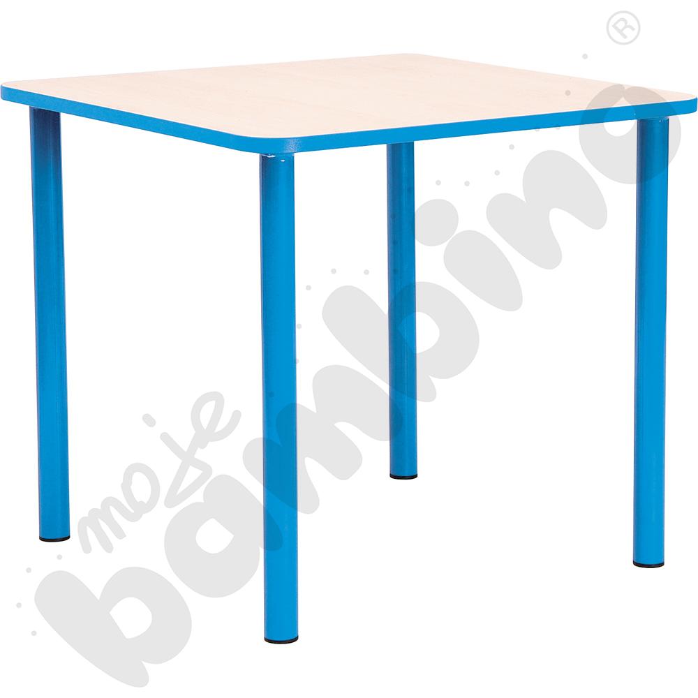 Stół Bambino kwadratowy wys. 40 cm z jasnoniebieskim obrzeżem