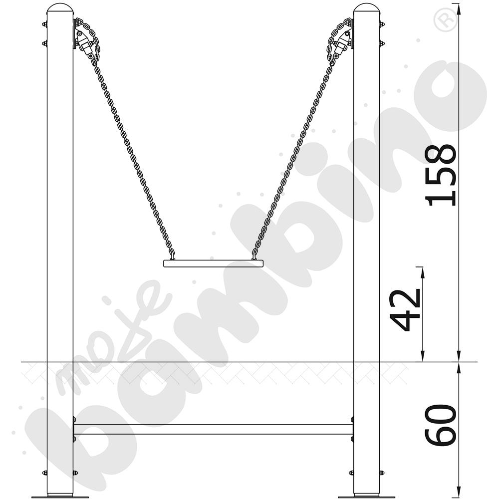 Huśtawka na słupach z zawiesiem prostym