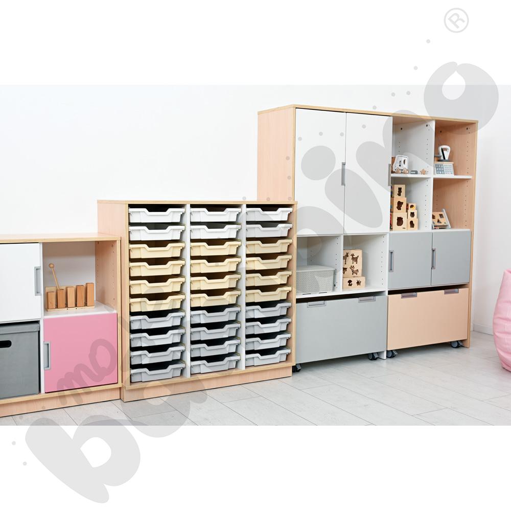 Quadro - szafka M+ na plastikowe pojemniki - z 2 przegrodami, klon jasny Quadro - szafka M+ na plastikowe pojemniki - z 2 przegrodami, klon jasny