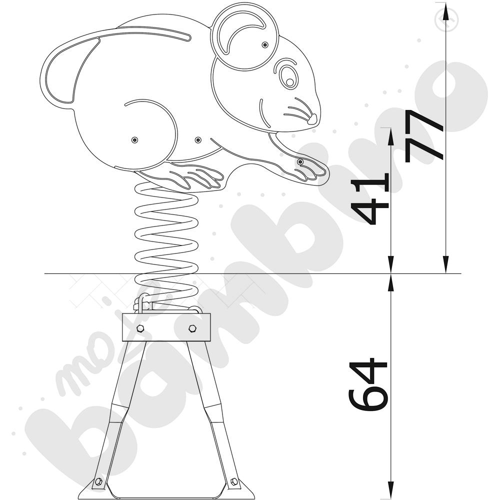 Sprężynowiec Myszka na podstawie metalowej