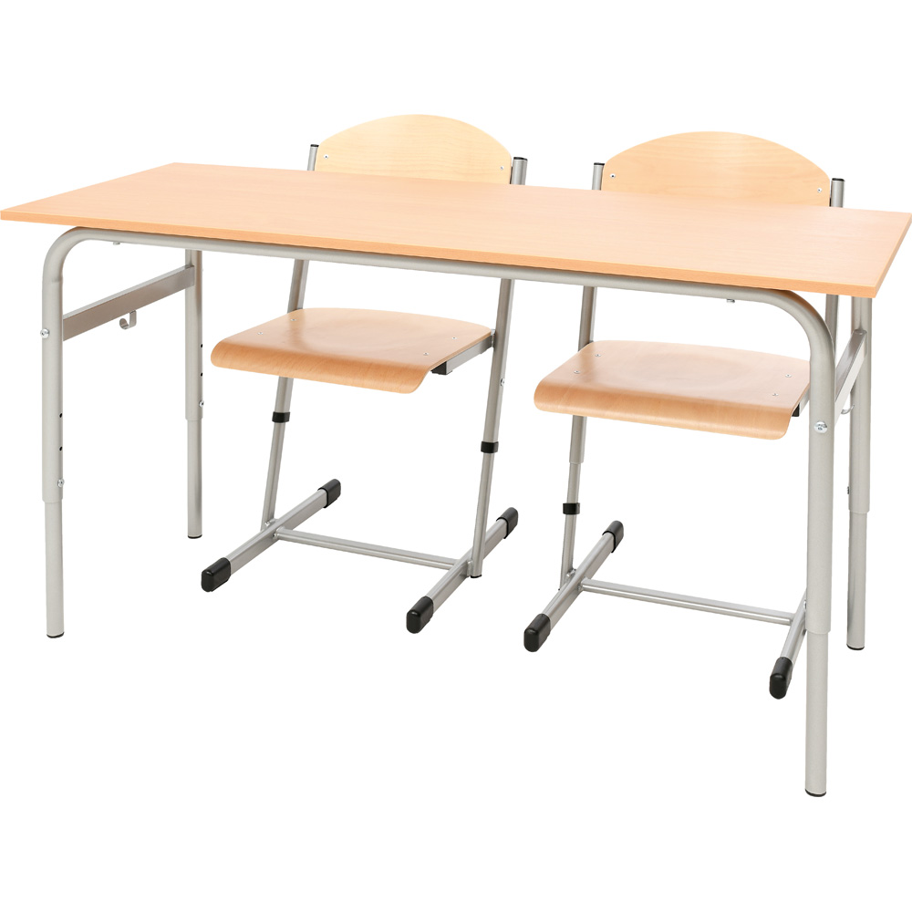 Stół Daniel 2-os. buk z krzesłami T, rozm. 4-6, aluminium