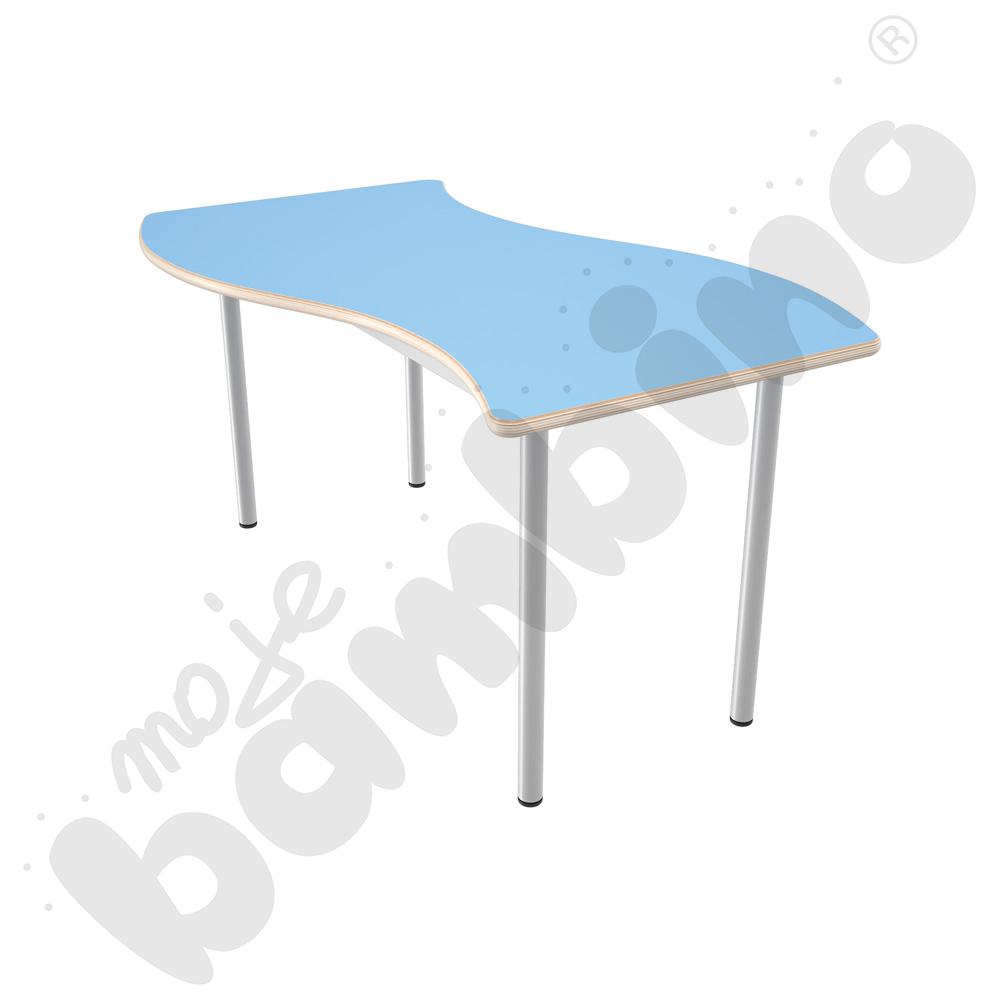 Stół Mila prostokąt falisty 140x72, blat HPL niebieski, narożniki zaokrąglone, rozm. 6