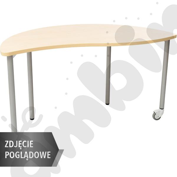 Stół Mila półokrągły z falą 140x70, blat HPL szary, narożniki zaokrąglone, rozm. 4 z dwoma kółkami