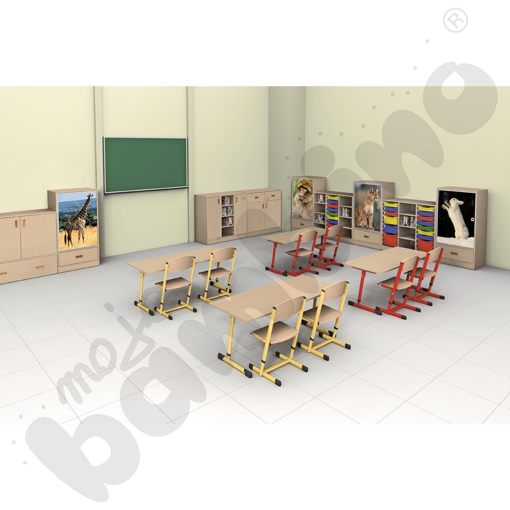 Stół Daniel 70x50 rozm. 4, 1-os., stelaż aluminium, blat buk, obrzeże PU, narożniki zaokrąglone