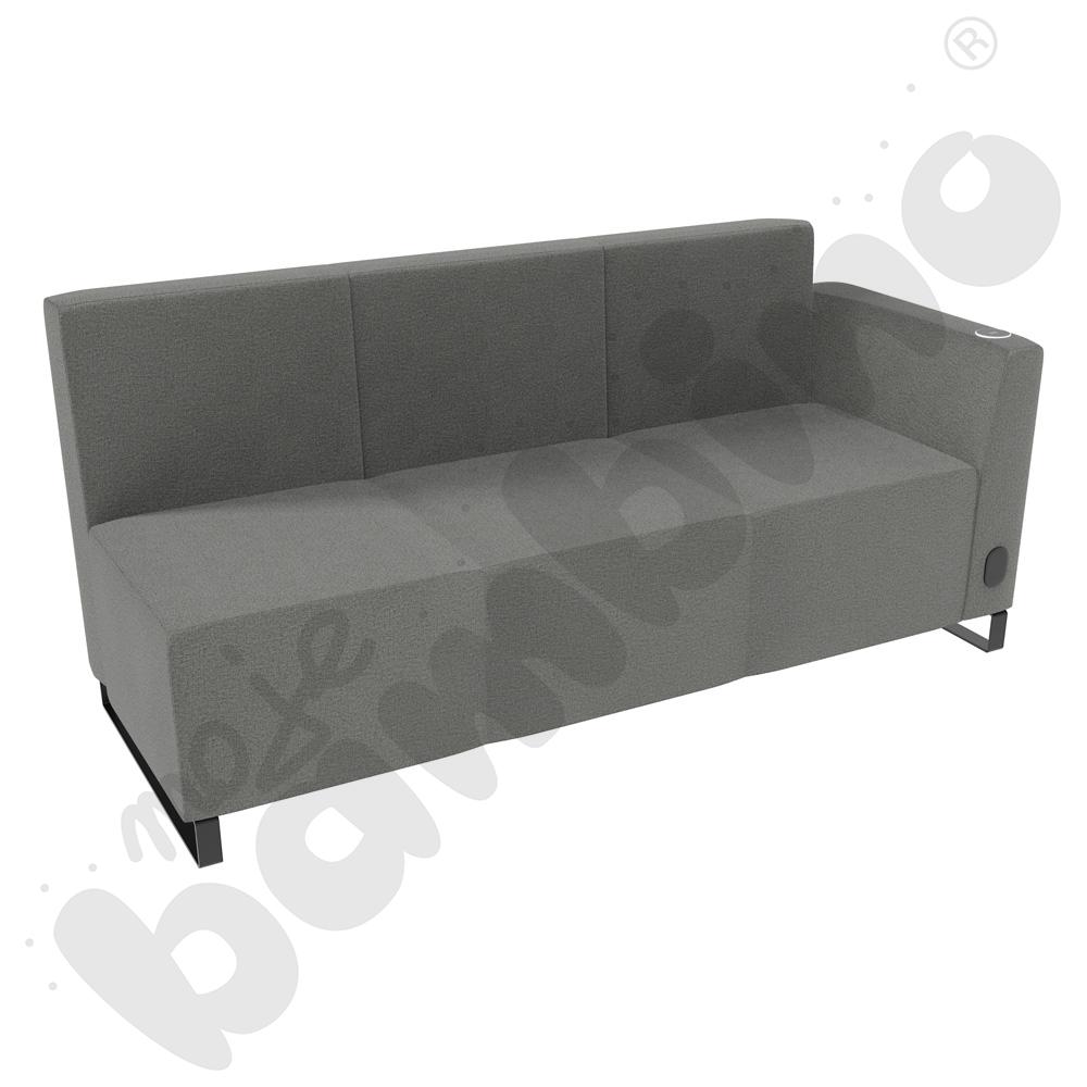 Sofa Universum 3-os. wys. 82 cm, bok niski prawy z gniazdkiem elektrycznym i indukcją, tkanina KG22