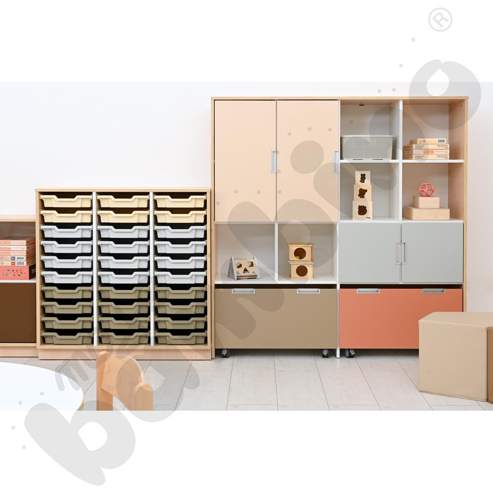 Quadro - szafka M+ na plastikowe pojemniki - z 2 przegrodami, klon jasny Quadro - szafka M+ na plastikowe pojemniki - z 2 przegrodami, klon jasny