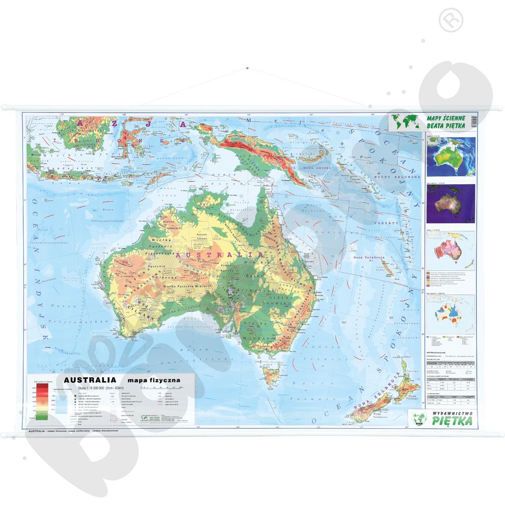 Australia - dwustronna mapa fizyczna/polityczna, 140 x 100 cm 