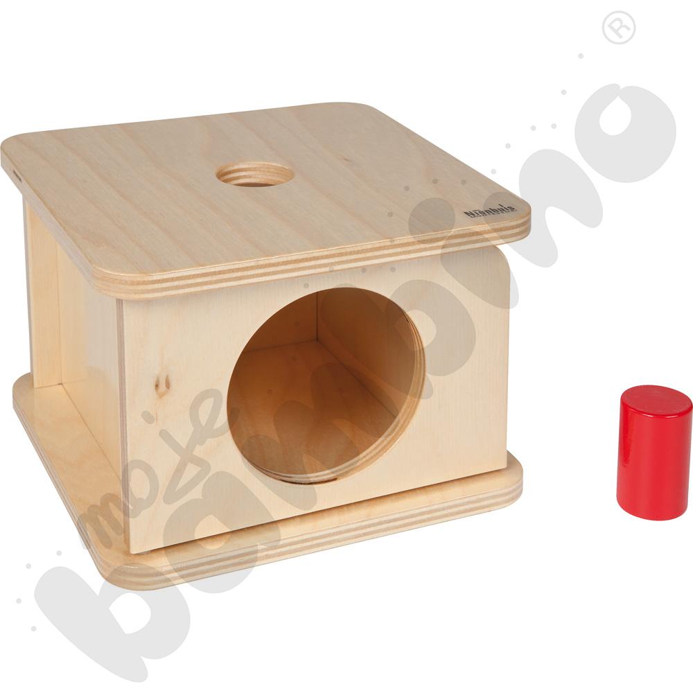 Drewniane pudełko z małym cylindrem