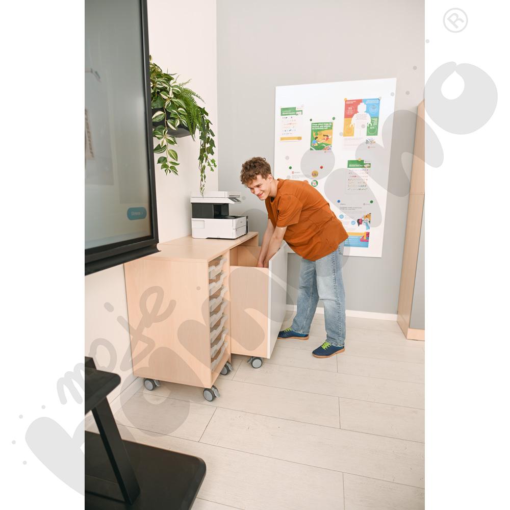 Regał Grande mobilny M na pojemniki - 1 kolumna - klon jasny