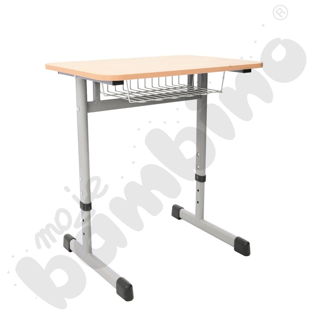 Stół IN-T 70x50 rozm. 3–7, 1os., stelaż aluminium, blat buk, obrzeże ABS, narożniki zaokrąglone
