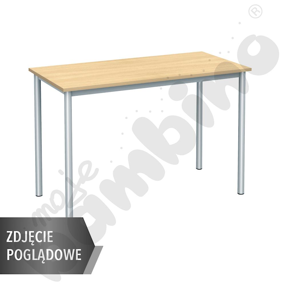 Stół Mila 130x50 rozm. 5, 2-os., stelaż aluminium, blat biały, obrzeże ABS, narożniki Proste