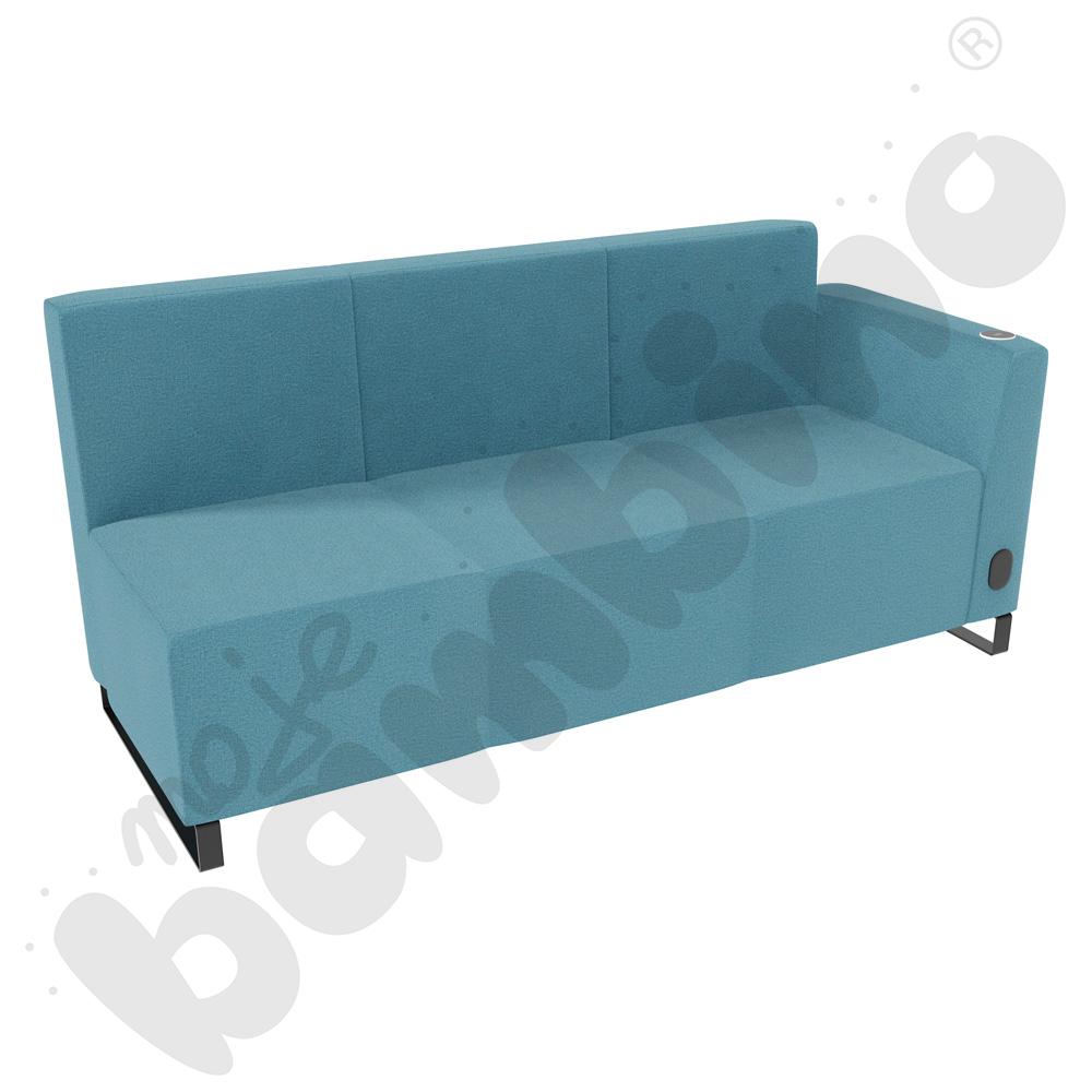 Sofa Universum 3-os. wys. 82 cm, bok niski prawy z gniazdkiem elektrycznym i indukcją, tkanina KG07