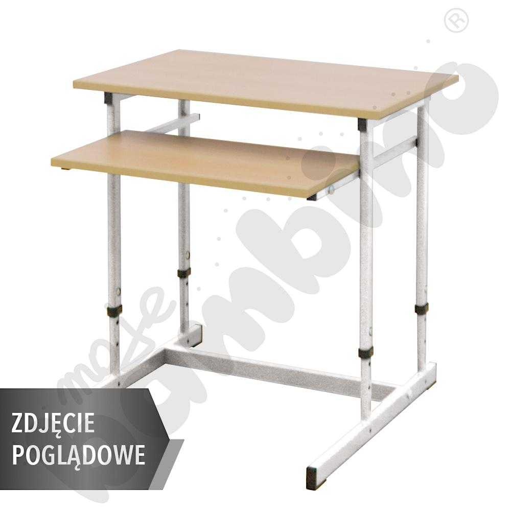 Stolik komputerowy NEO 1R, 1 os. 700x450 ze stałą półka na klawiaturę i z reg. wys. 3-7 - aluminium - klon 375