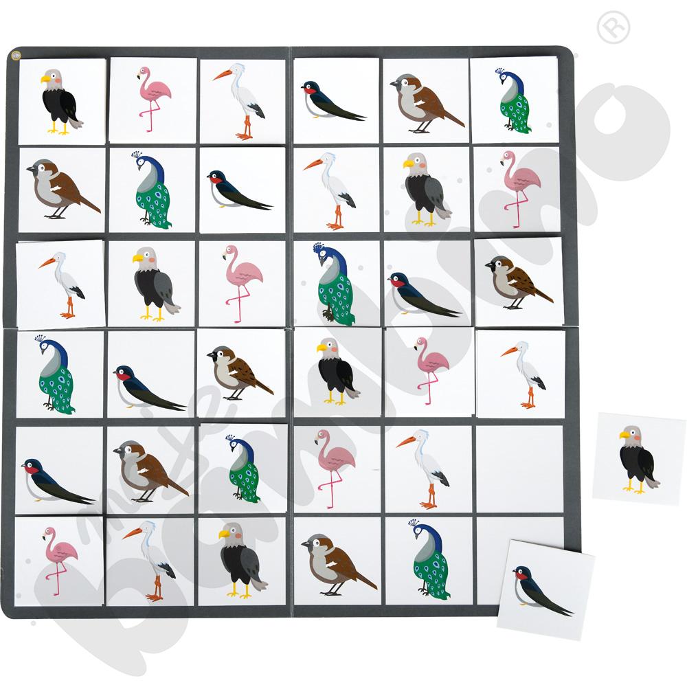 Sudoku dwustronne 6 x 6 - owoce i ptaki