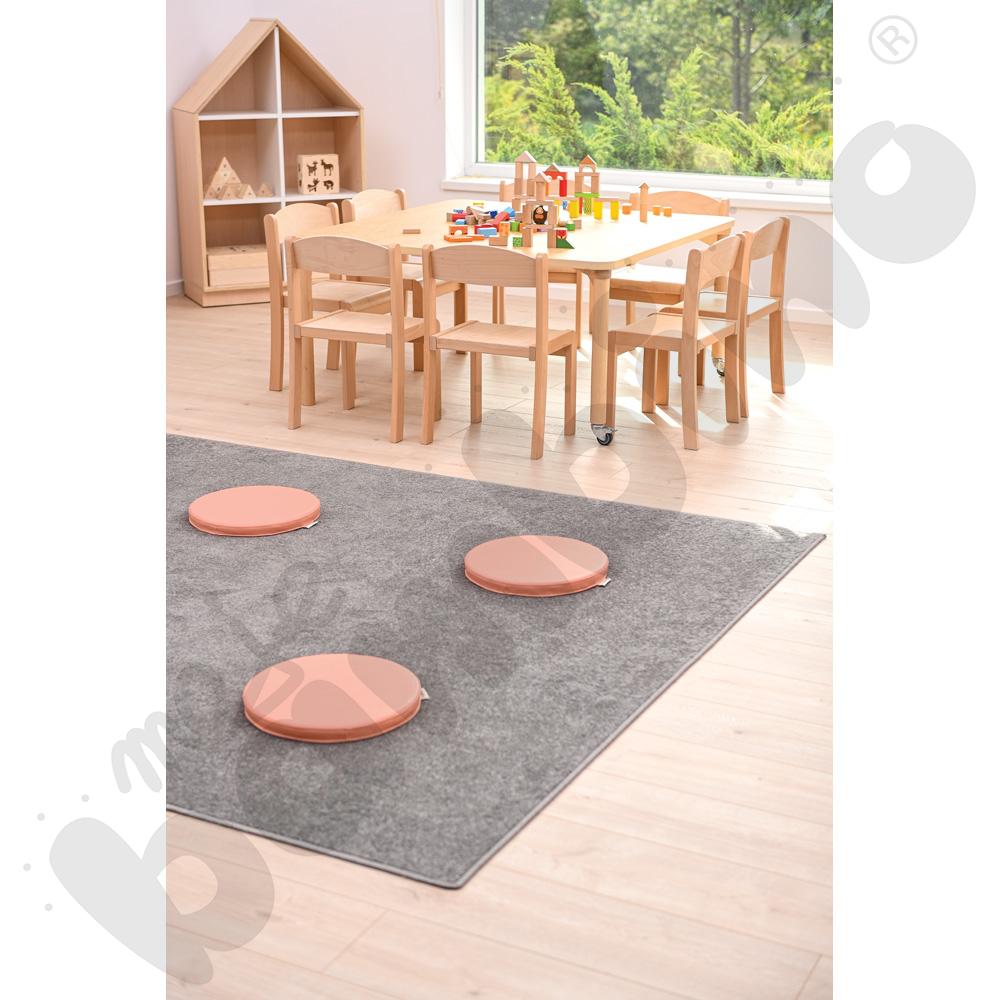 Stół Marcus 120 x 120 cm, rozm. 3, nogi drewniane brzozowe z 2 kółkami, blat cichy beżowy, obrzeże ABS