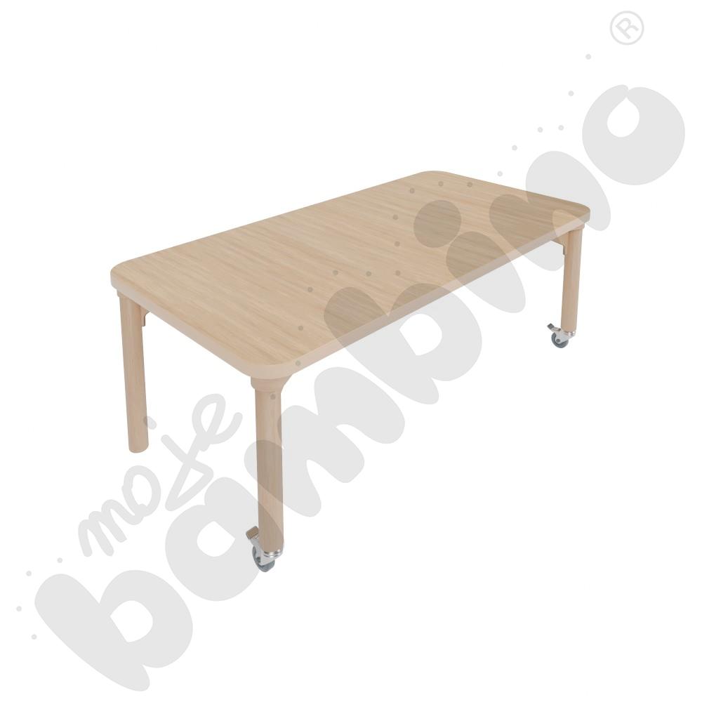 Stół Marcus 140 x 80 cm, rozm. 2, nogi drewniane brzozowe z 2 kółkami, blat klon, obrzeże ABS