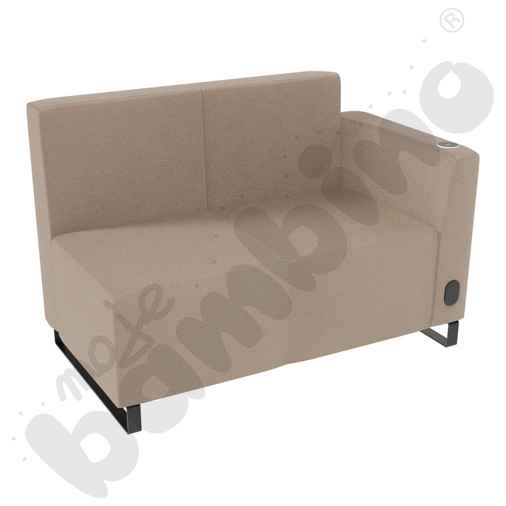 Sofa Universum 2-os. wys. 82 cm, bok niski prawy z gniazdkiem elektrycznym i indukcją, tkanina KG34
