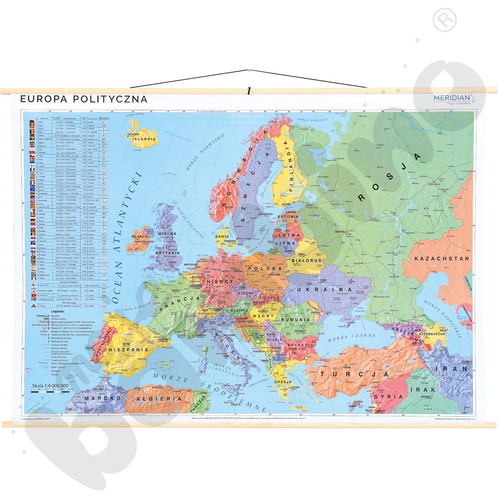 Europa - dwustronna mapa fizyczna z elementami ekologii/polityczna (2017), 160 x 120 cm