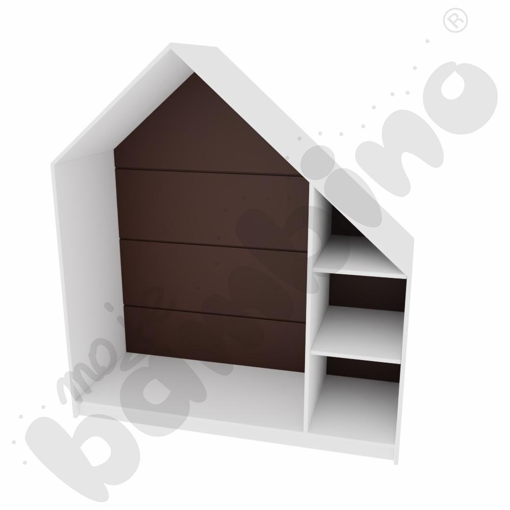 Quadro - szafka-domek z 2 półkami, skrzynia biała, brązowa