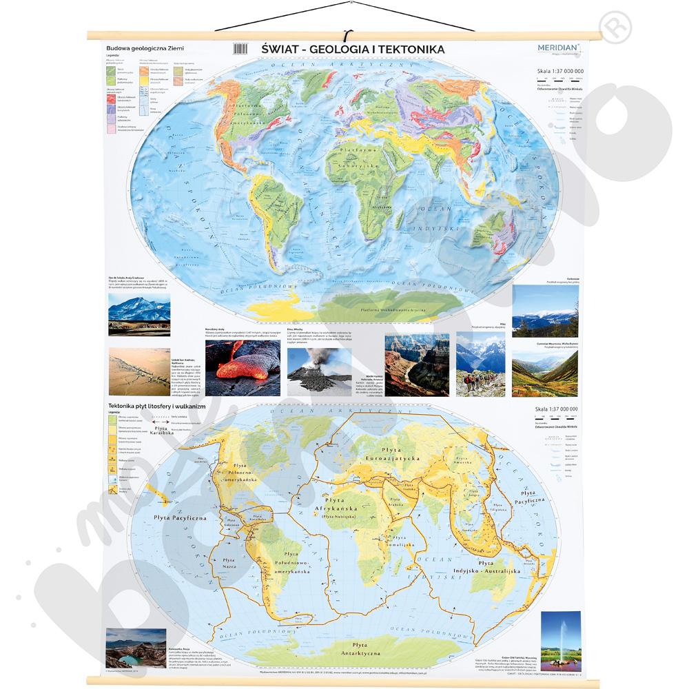 Świat - mapa geologiczno-tektoniczna, 160 x 120 cm