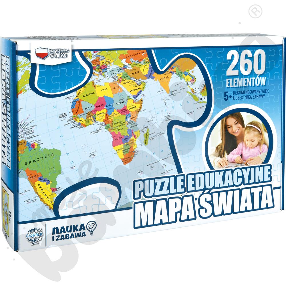 Puzzle edukacyjne - mapa świata