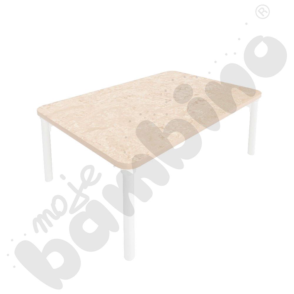 Stół Marcus 120 x 80 cm, rozm. 1, nogi drewniane białe, blat cichy beżowy, obrzeże ABS