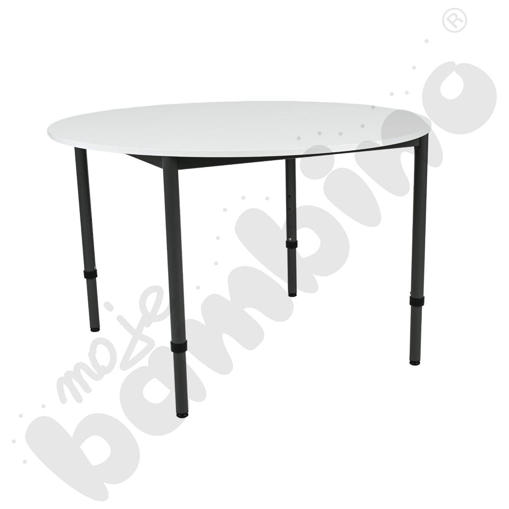 Stół Mila okrągły 120 cm, z reg. wys. 3-6, blat biały, stelaż antracytowy