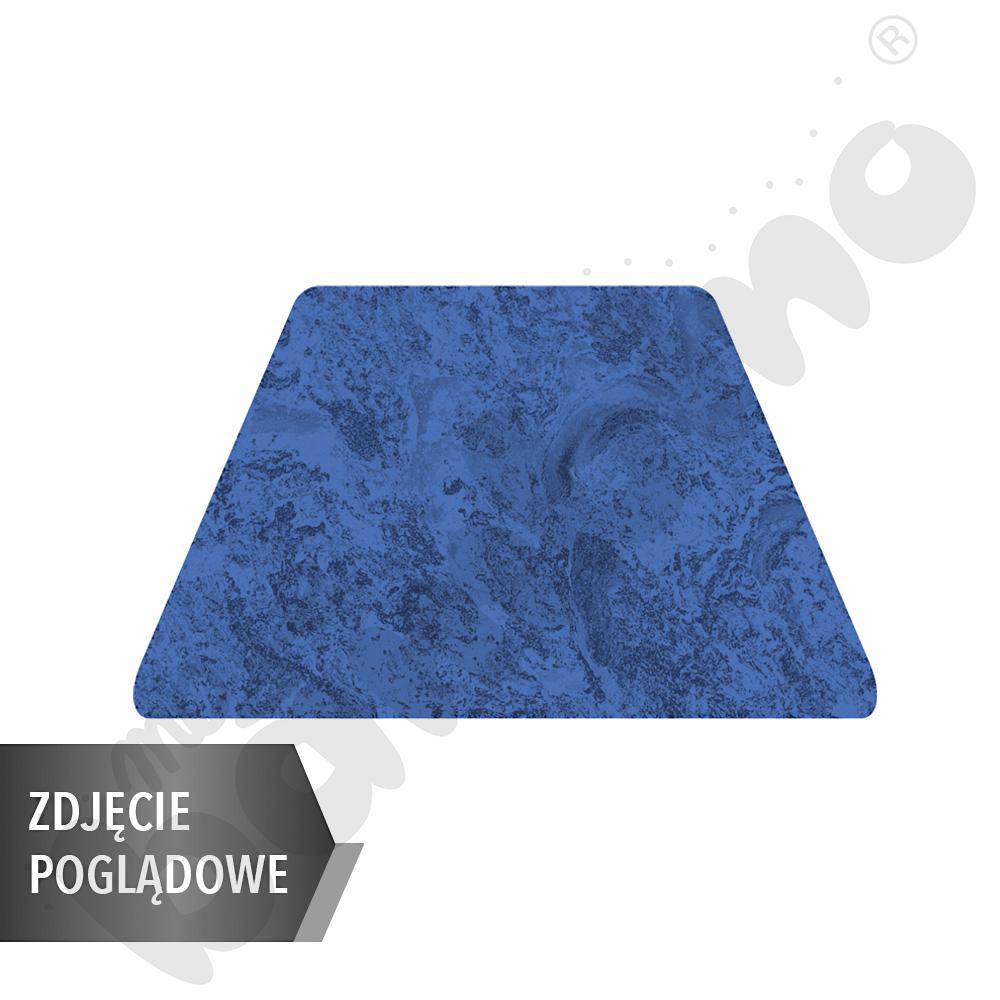 Stół Cichy Plus trapezowy 120x70x60x70, niebieski ciemny, zaokrąglony, rozm.1 z 2 kółkami