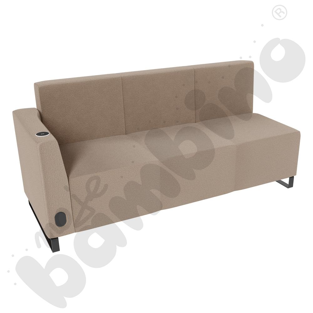 Sofa Universum 3-os. wys. 82 cm, bok niski lewy z gniazdkiem elektrycznym i indukcją, tkanina KG34