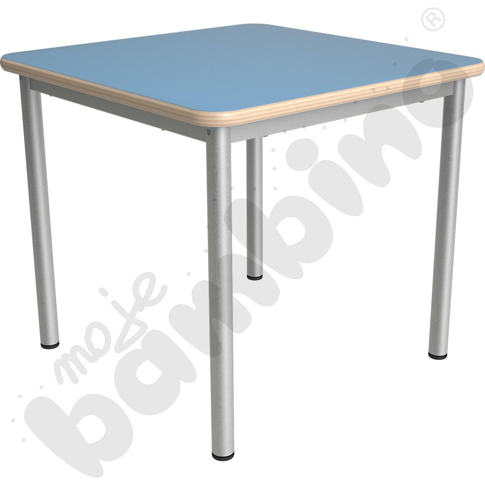 Stół Mila kwadratowy 70x70, HPL - jasnoniebieski, zaokrąglony, rozm. 4